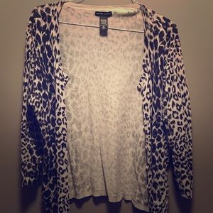 New York Co. Black and Gray Leopard Cardigan